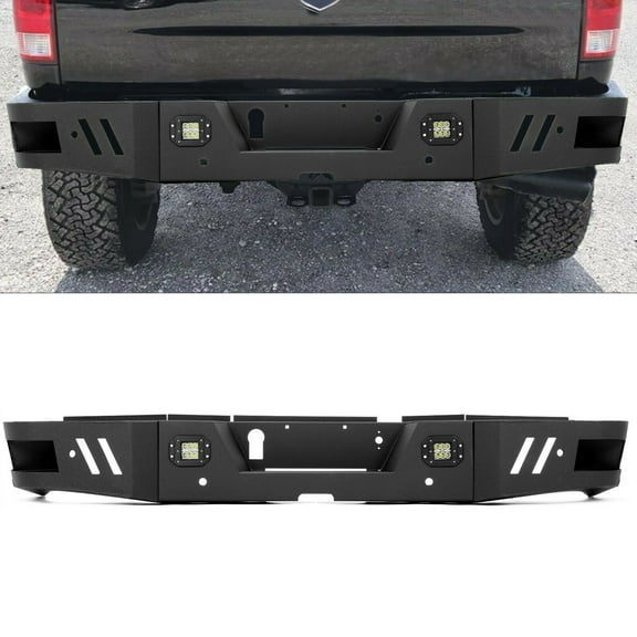 Kojem Rear Step Bumper Back Steel Bumper Body Guard w/ Fog Light For 2010-2021 Ram 2500 3500 Heavy Duty Pickup