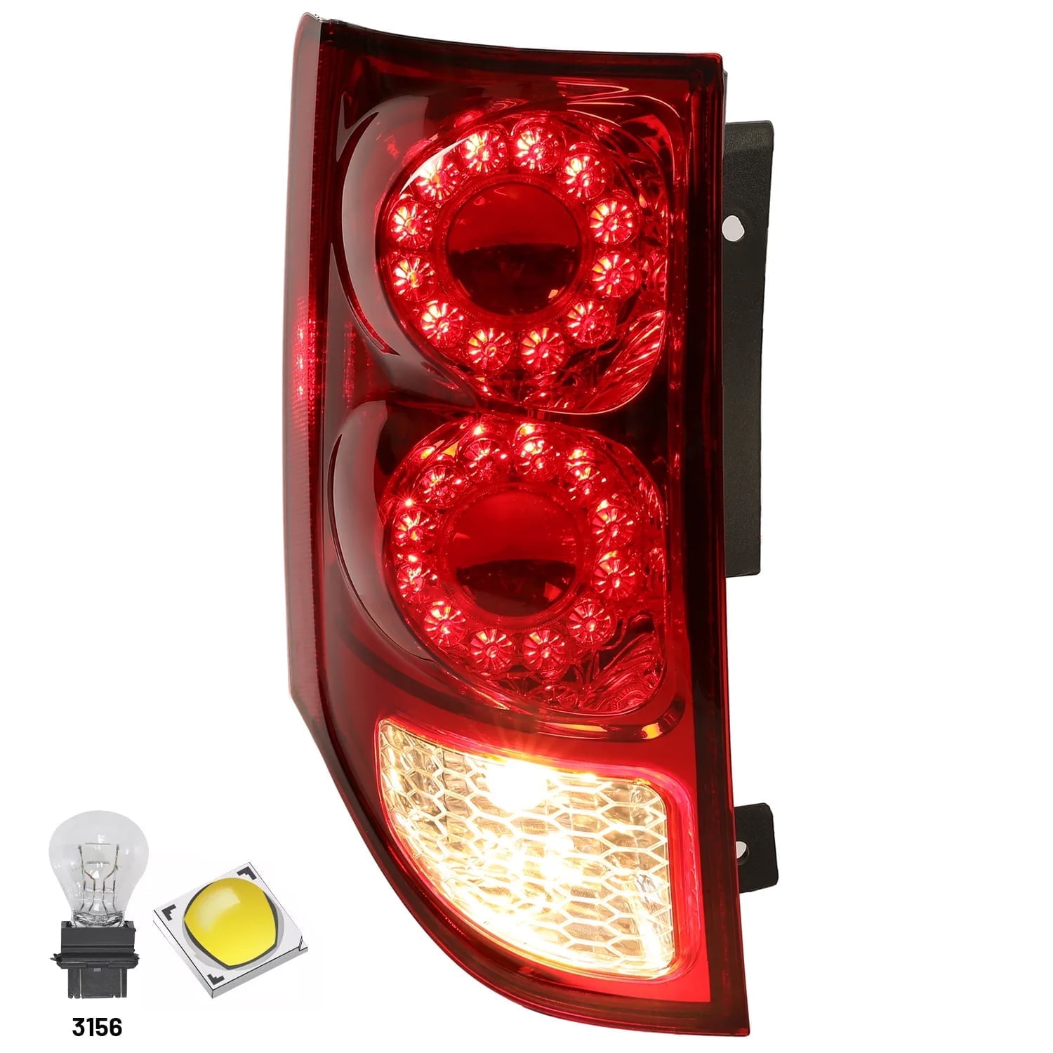 Kojem Rear Tail Light Brake Lamp for 2011-2020 Dodge Grand Caravan Assembly Red and Clear Lens Driver Side Replaces 05182535AF
