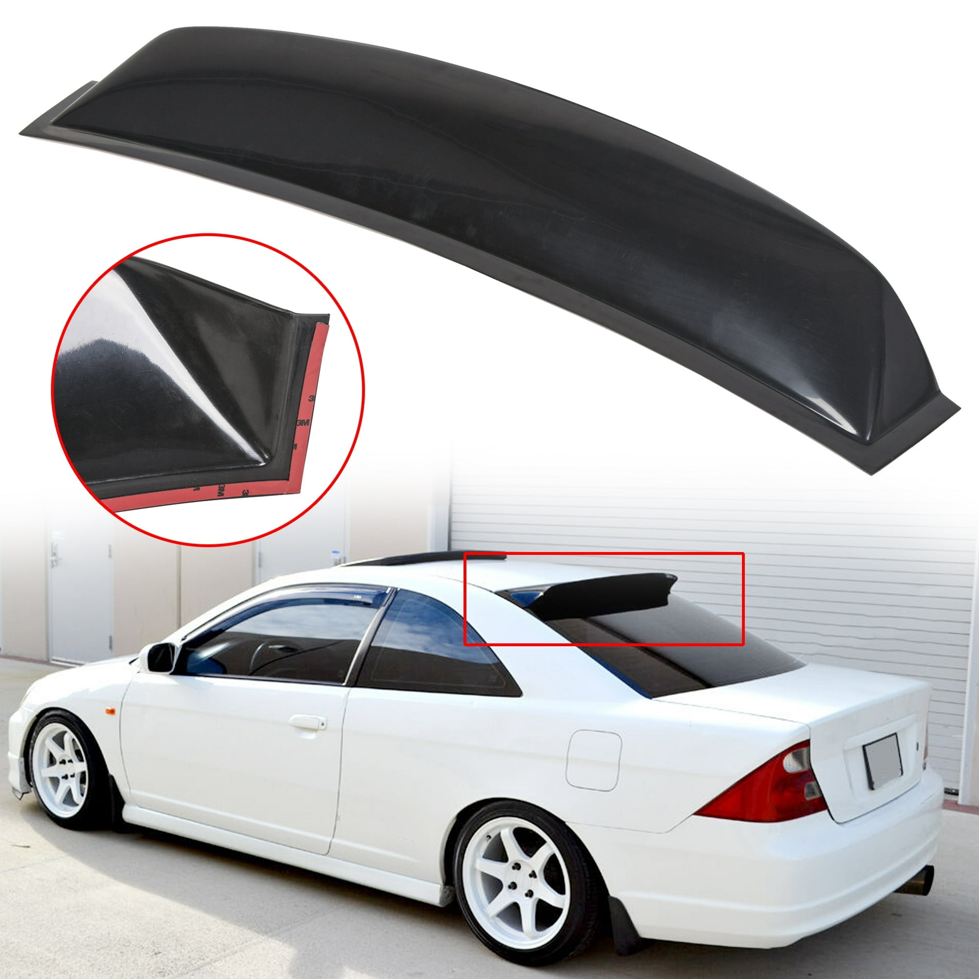 Kojem Rear Window Roof Vent Visor Spoiler Wing Fit for 2006 -2011 Honda Civic 4DR Sedan Wind Deflector ABS