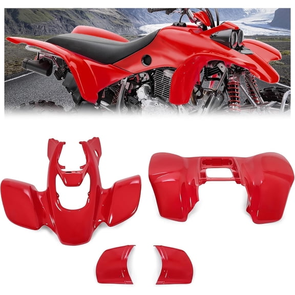 Kojem Red Abs Plastic Fender Compatible with 1999-2004 Honda Trx 400ex Mud Guard Kit Red Abs Plastic 1999-2004