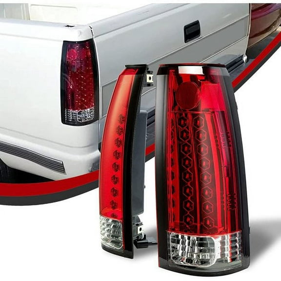 Kojem Red LED Tail Lights Brake Lamps Pair Compatible with 1988-2000 Chevy Silverado GMC Suburban Tahoe Sierra C/K 1500 2500 3500 Replacement for GM2800104 GM2801104 GM2806101 GM2807101 Taillights