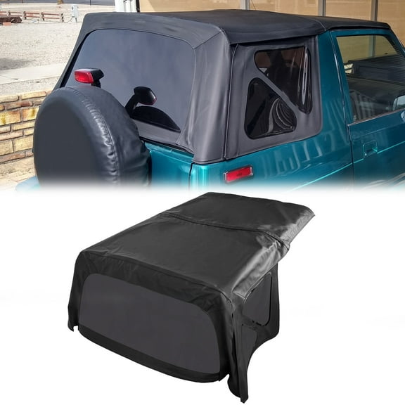 Kojem Replacement Soft Top W/Tinted Windows for 95 96 97 98 Suzuki Sidekick/Geo Tracker Black