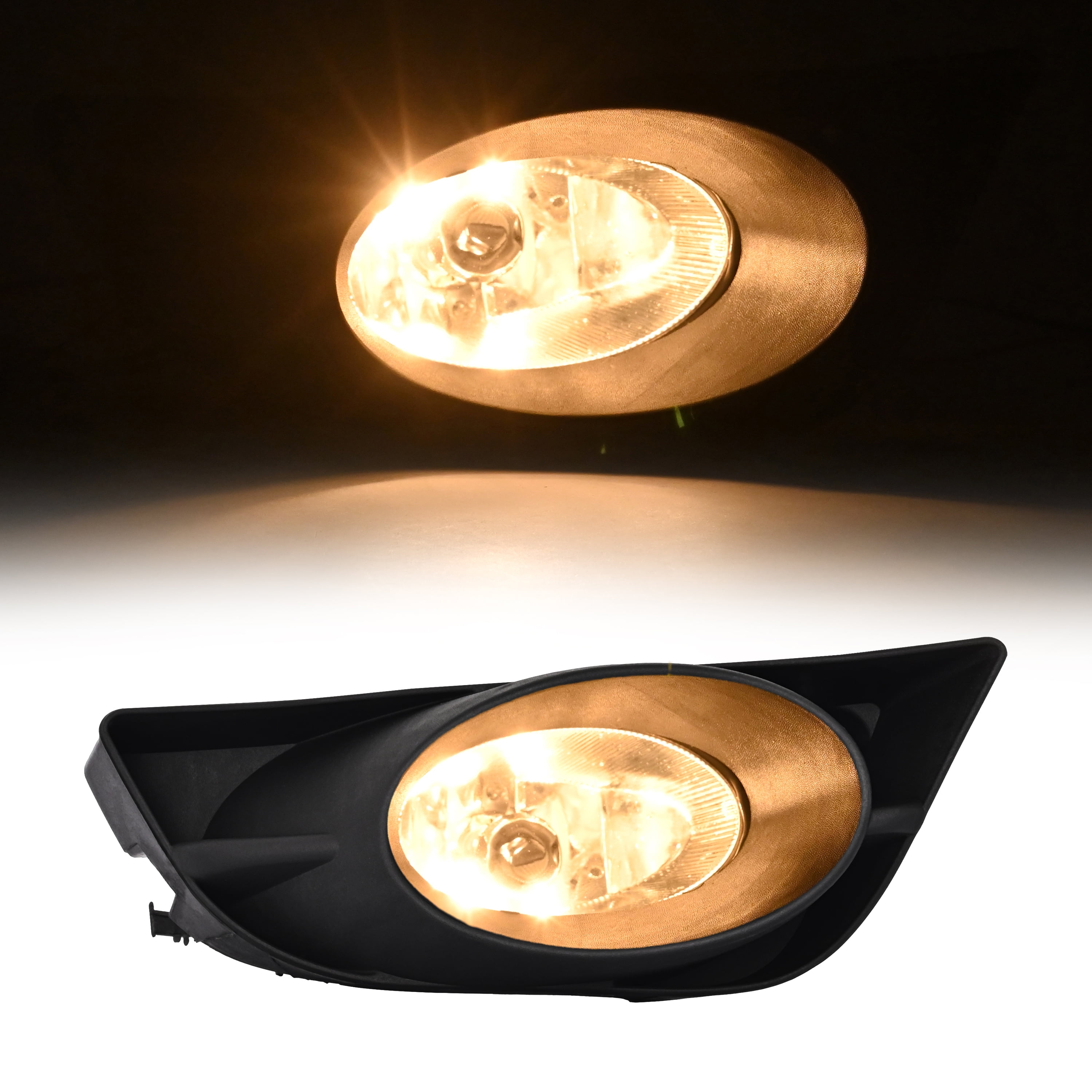Kojem Right Fog Light w/Fog Light Bezel for 2009-2011 Honda Fit Replacement for HO2592122 33951-TK6-305 Fog Lamp Assembly w/Bulbs Clear Lens Black Bezel Passenger Side