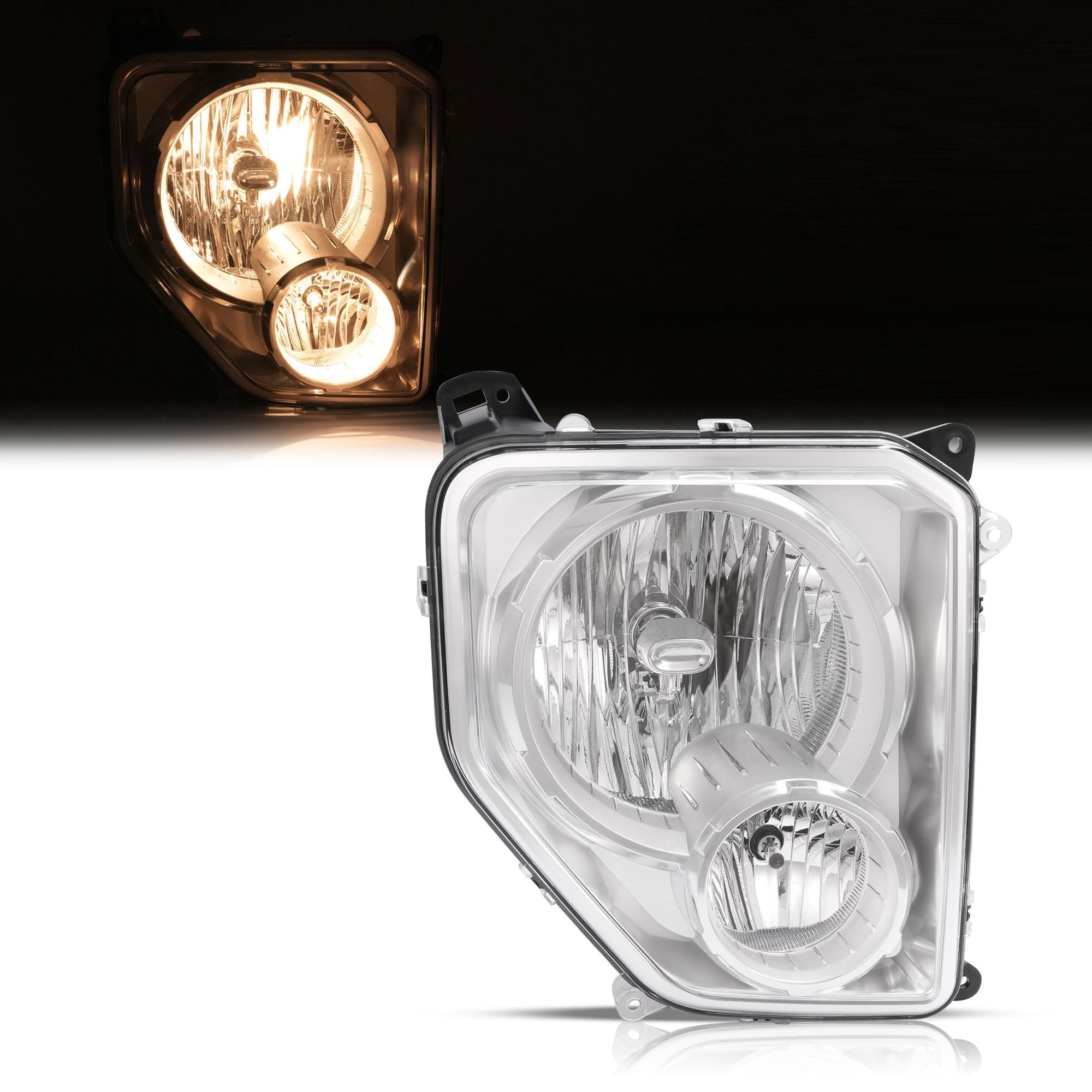 Kojem Right Headlight Assembly w/Fog Light for 2008-2012 Jeep Liberty Replacement for CH2503196 55157338AE Headlamp Fog Driving Lamp Passenger Side
