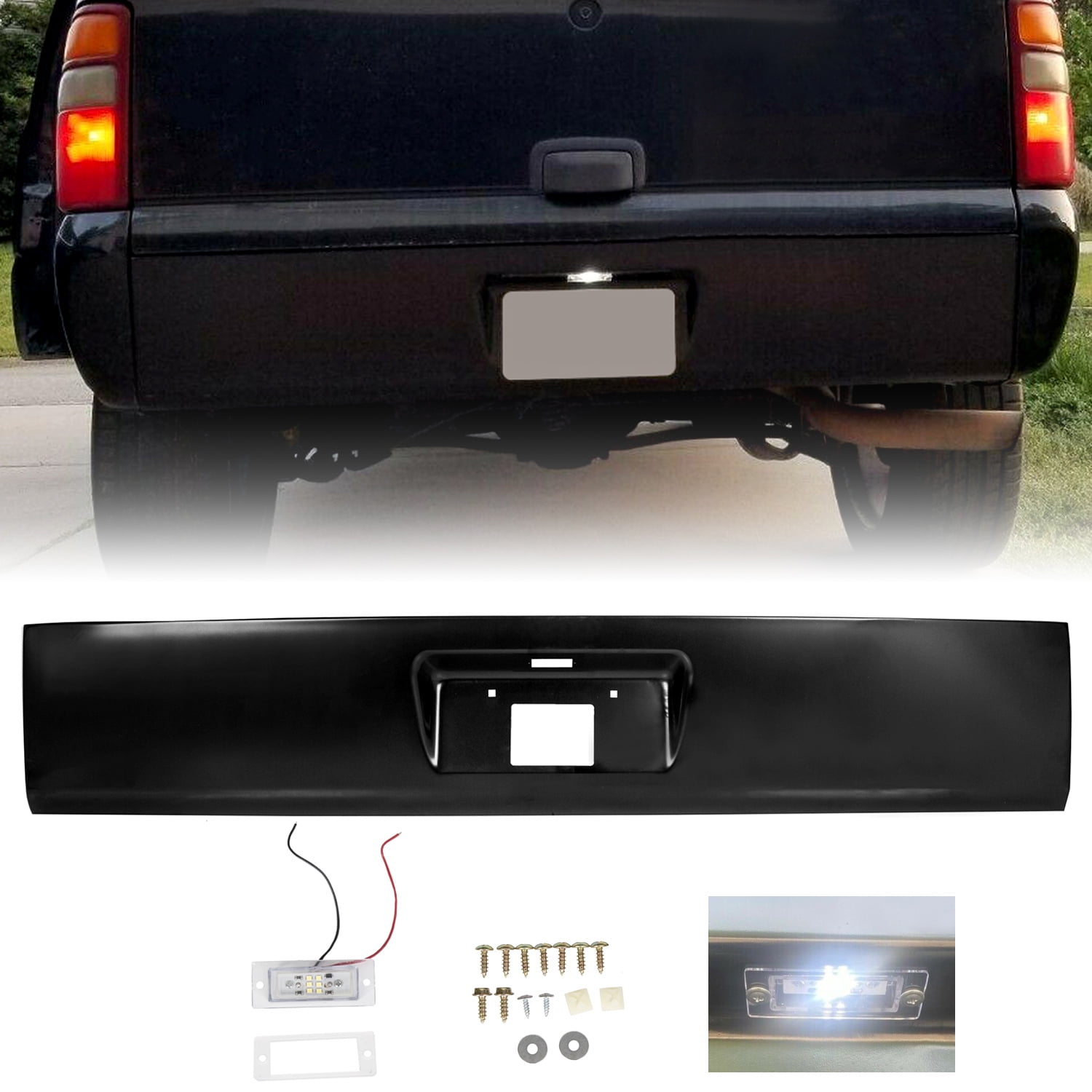 ANTUKO Rear Bumper Roll Pan Steel With License