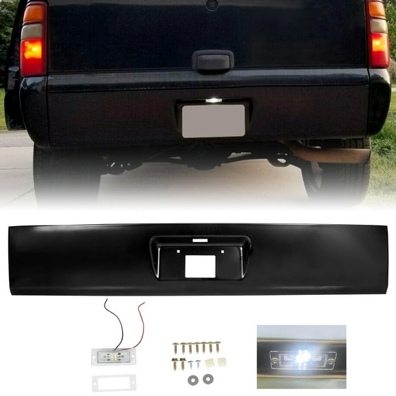 Kojem Roll Pan Bumper W/LED Light for 2000-2006 Chevy Suburban Tahoe GMC Yukon Rear Steel Bumper Roll Pan