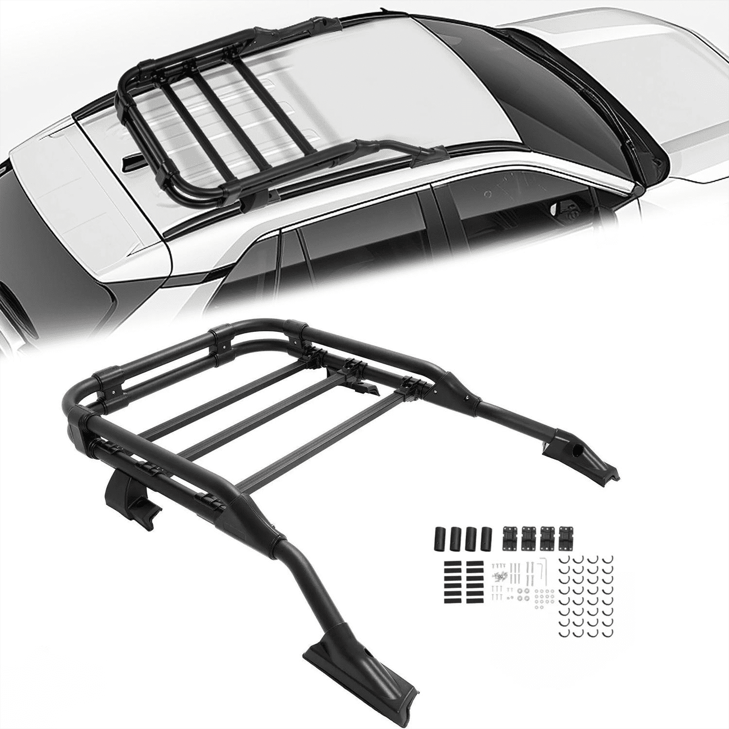 Kojem Roof Rack Cargo Basket for 2019-2024 Toyota RAV4 Rooftop Cargo Carrier Luggage Basket