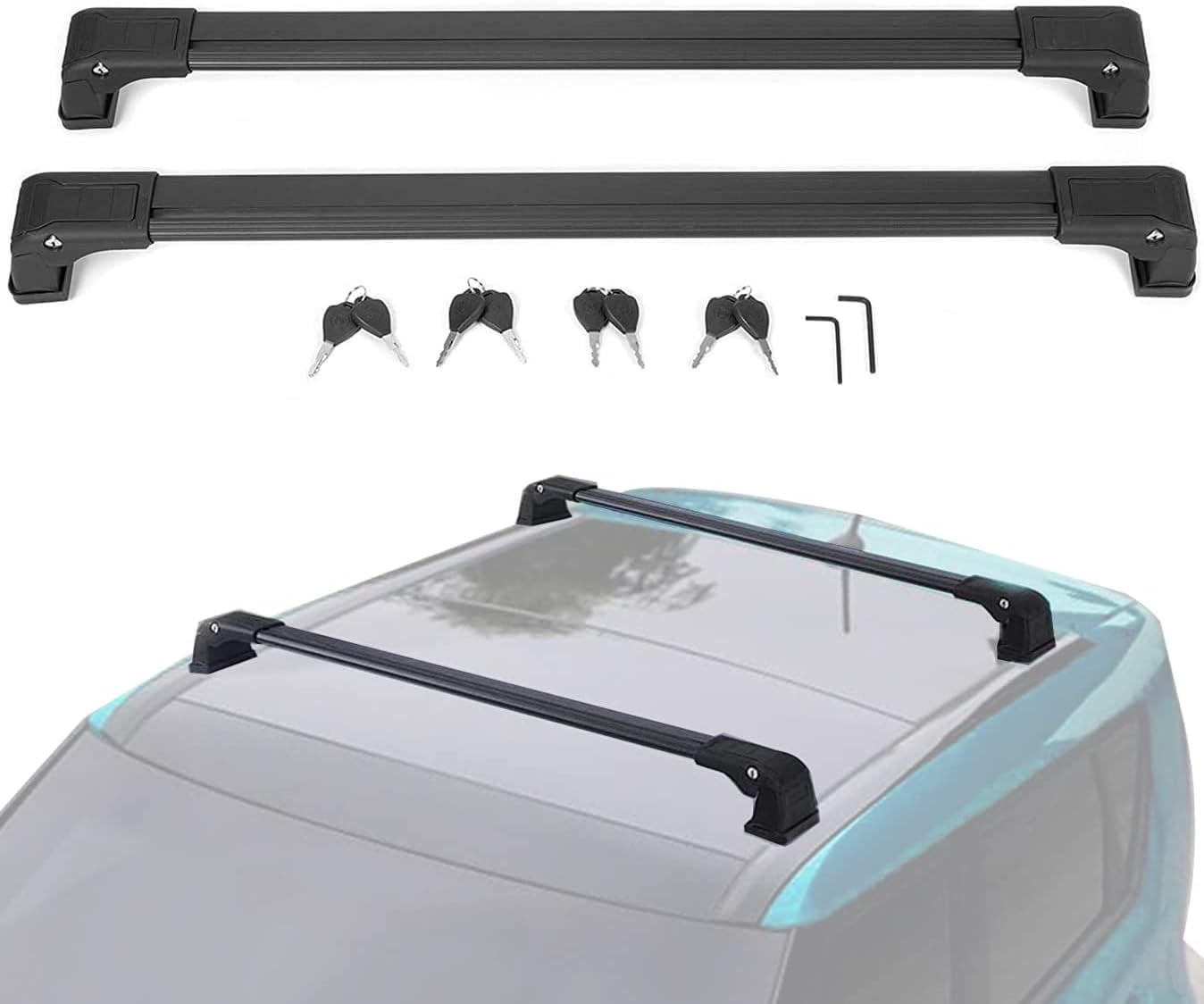 Kojem Roof Rack Cross Bars Fit for 2014-2019 KIA Soul Rooftop Crossbars Luggage Cargo Carrier Aluminum W/ Anti Theft Lock