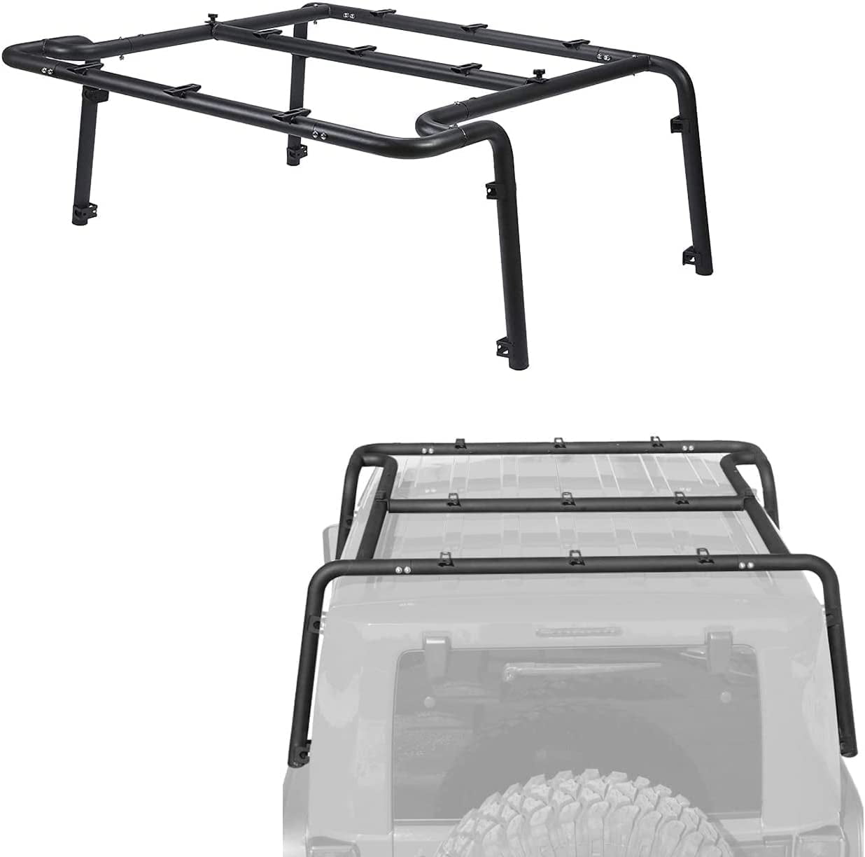 Kojem Roof Rack Kit with Cross Bar for 2007-2010 Jeep Wrangler JK 2-Door Hardtop