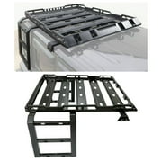 Kojem Roof Rack for 2007-2018 Jeep Wrangler JK w/ 2 Ladders Hard Top Cargo Basket Luggage Carrier Heavy Duty Steel