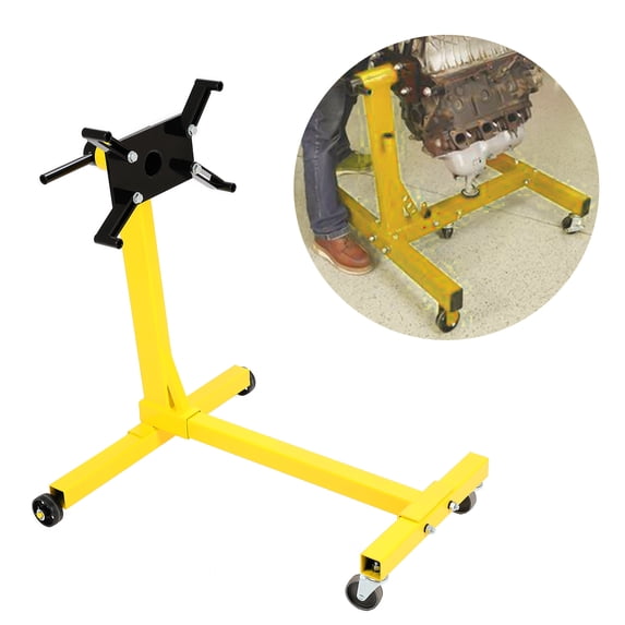 Kojem Rotating Engine Stand 1000 LBS Auto Truck Motor Hoist Dolly Mover Jack with Caster Wheels 360 Degree Rotating Head Caster Wheels Adjustable Arms Auto Repair Rebuild Jack - Yellow Finish