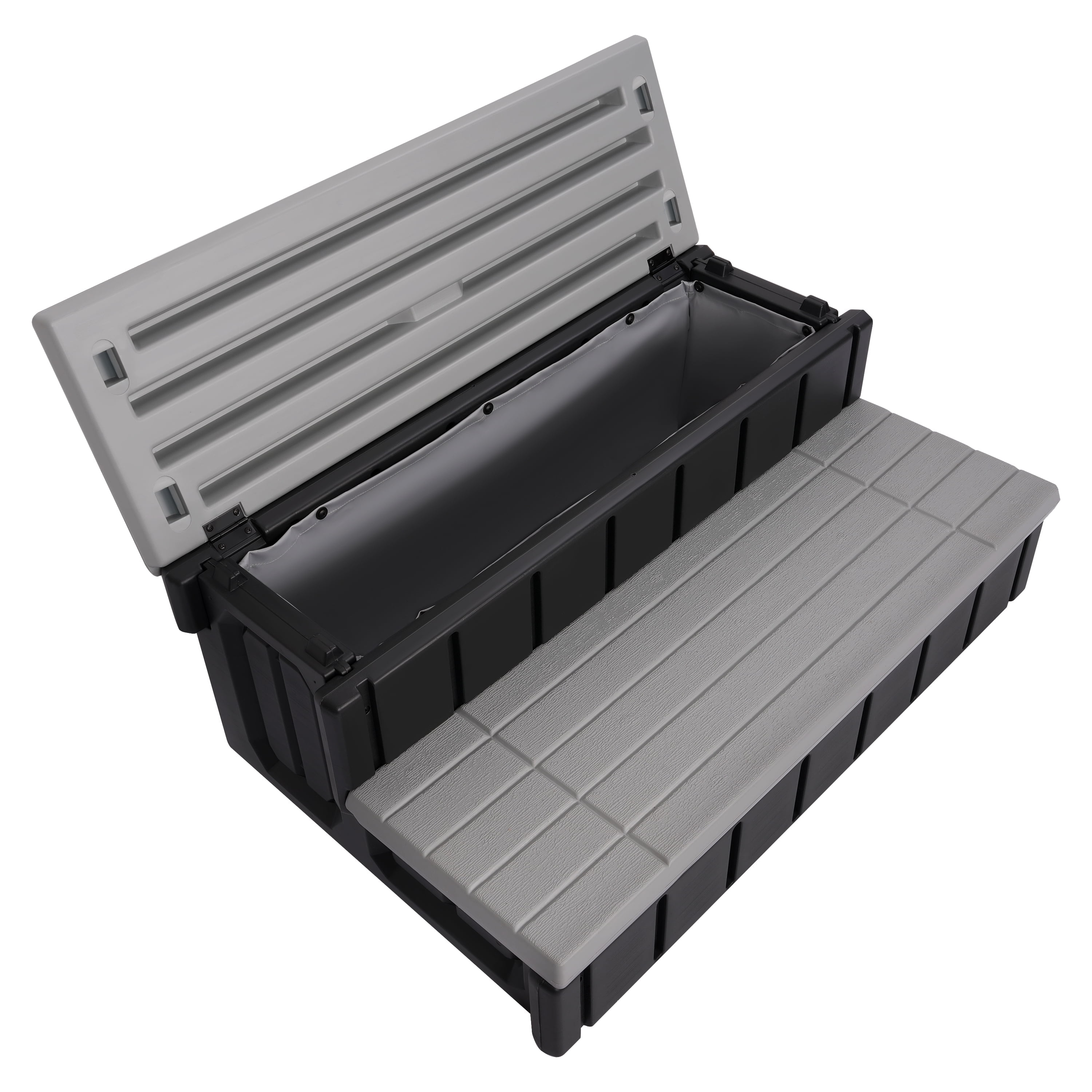 Kojem SPA Step for Hot Tub Outdoor Indoor SPA Slip-Resistant with Storage Gray