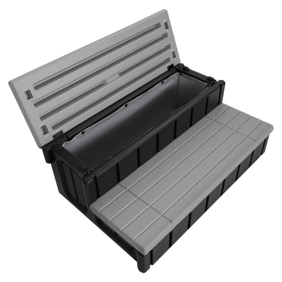 Kojem SPA Step for Hot Tub Outdoor Indoor SPA Slip-Resistant with Storage Gray