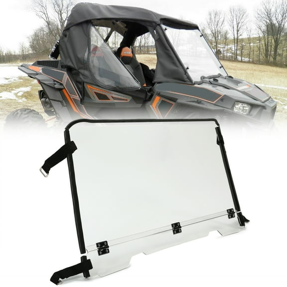Kojem Scratch Resistant Fold Down Windshield Flip Clear Windscreen for Polaris RZR XP 1000 / XP 4 1000 / S 1000 2014 2015 2016 2017 2018