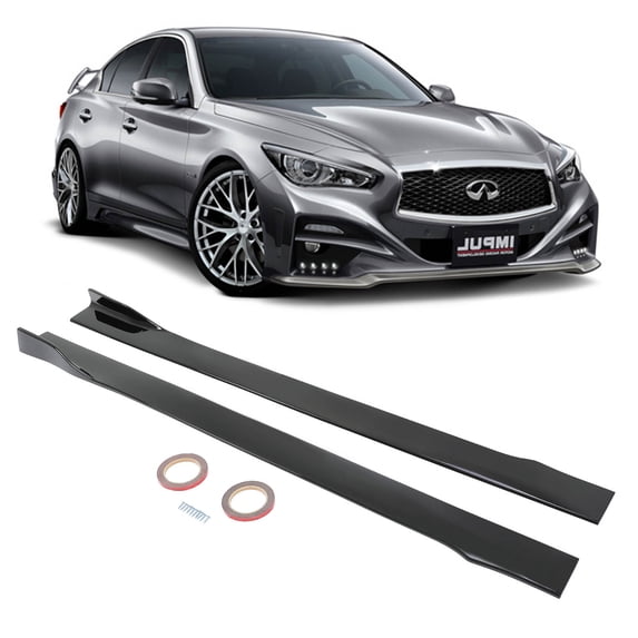 Kojem side skirt extension splitter lip for 2014-2023 Infiniti Q50, glossy black ABS plastic