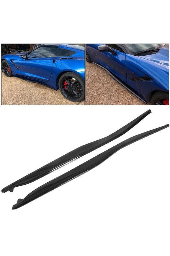 Side Skirts Rocker Panels Extension Pair Compatible With 14-Up Chevrolet Corvette C7 | Z06 Z07 Style