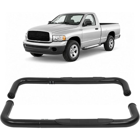 Kojem Side Step Steel Plastic Powder Coated Black Compatible with 1994-2001 Dodge Ram 1500 Regularstandard Cab