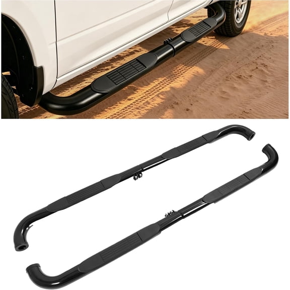 Kojem Side Step Steel Plastic Powder Coated Black Compatible with 2004-2012 Chevrolet Crew Cab