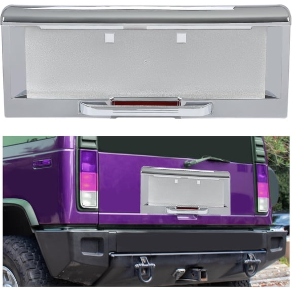 Kojem Silver Plasticabs Cover Compatible with 2003-2005 Hummer H2 License Plate Frame Bezel Cover Trim Molding Abs Plastic Chrome 3-piece Set 2003-2005