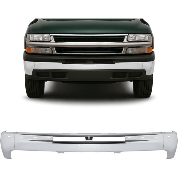 Kojem Silvery Alloy Steel Bumper Compatible with 2000-2006 Chevrolet Tahoesuburban 1999-2006 Replacement For 12336026 Gm1002376