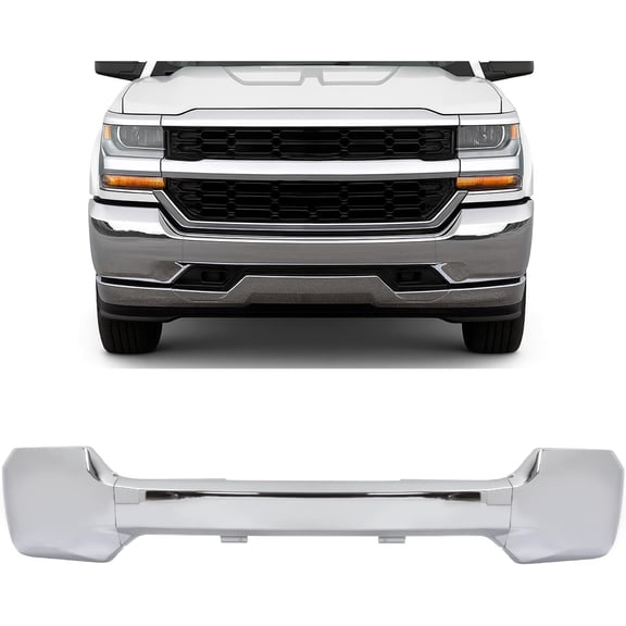 Kojem Silvery Alloy Steel Bumper Compatible with 2016-2019 Chevy Chevrolet Silverado 2016-2019 Replacement For Gm1002860