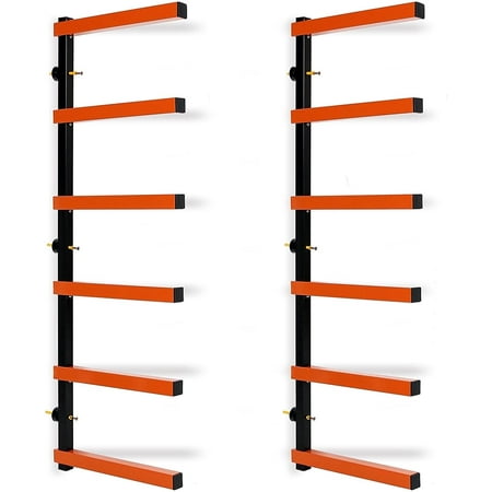 Kojem Six-Level 600 lb Capacity Lumber Storage Rack Wall-Mounted Both Indoor and Outdoor Use Wood Organizer Rack