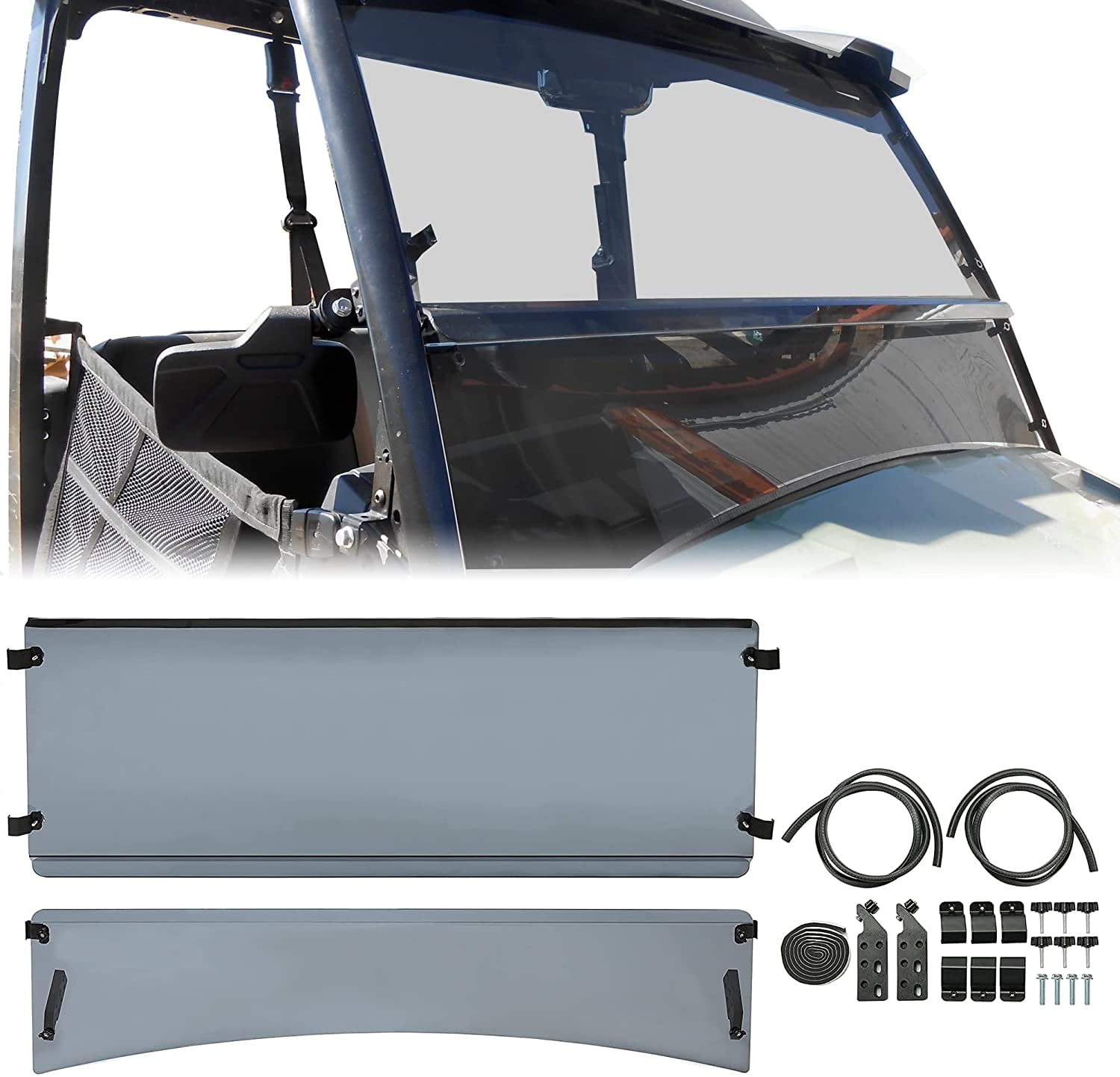 Kojem Smoke Full Windshield Heavy Duty Front Scratch Resistant UTV Windscreen for John Deere XUV 835E 835M 865E 865M 2018 2019 2020 2021 2022