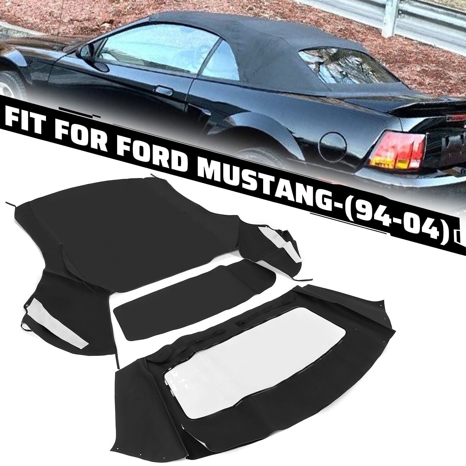 A-Premium Black Convertible Soft Top With Plastic Window Compatible With Ford Mustang 1994 2004 Convertible Fm3229ss Mu0432944sd 823ac1c6 3e92 408d A934 435d2f559705.9a7f10c8c98a9821afac0d4e80d946fa