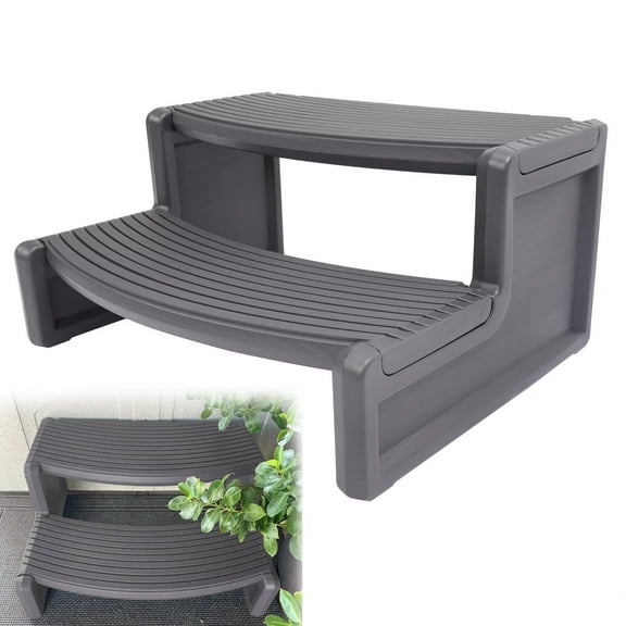 Kojem Spa Step, Hot Tubs Stairs, Outdoor Non Slip Portable, for Sided Handi-Step, Spa Pool Ladders, Dark Gray Plastic