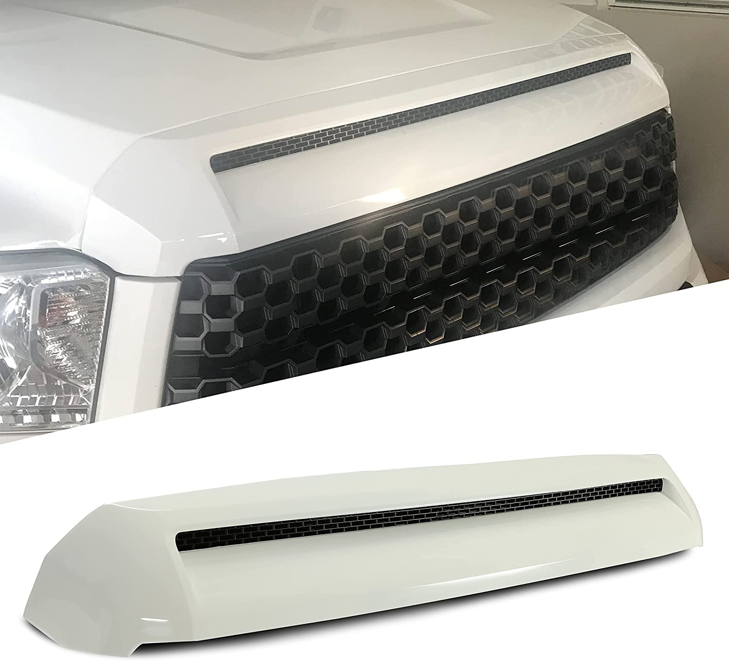 Kojem Super White 040 Painted Engine Hood Molding Hood Trim for 2014-2021 Toyota Tundra Hood Scoop Bulge Grille