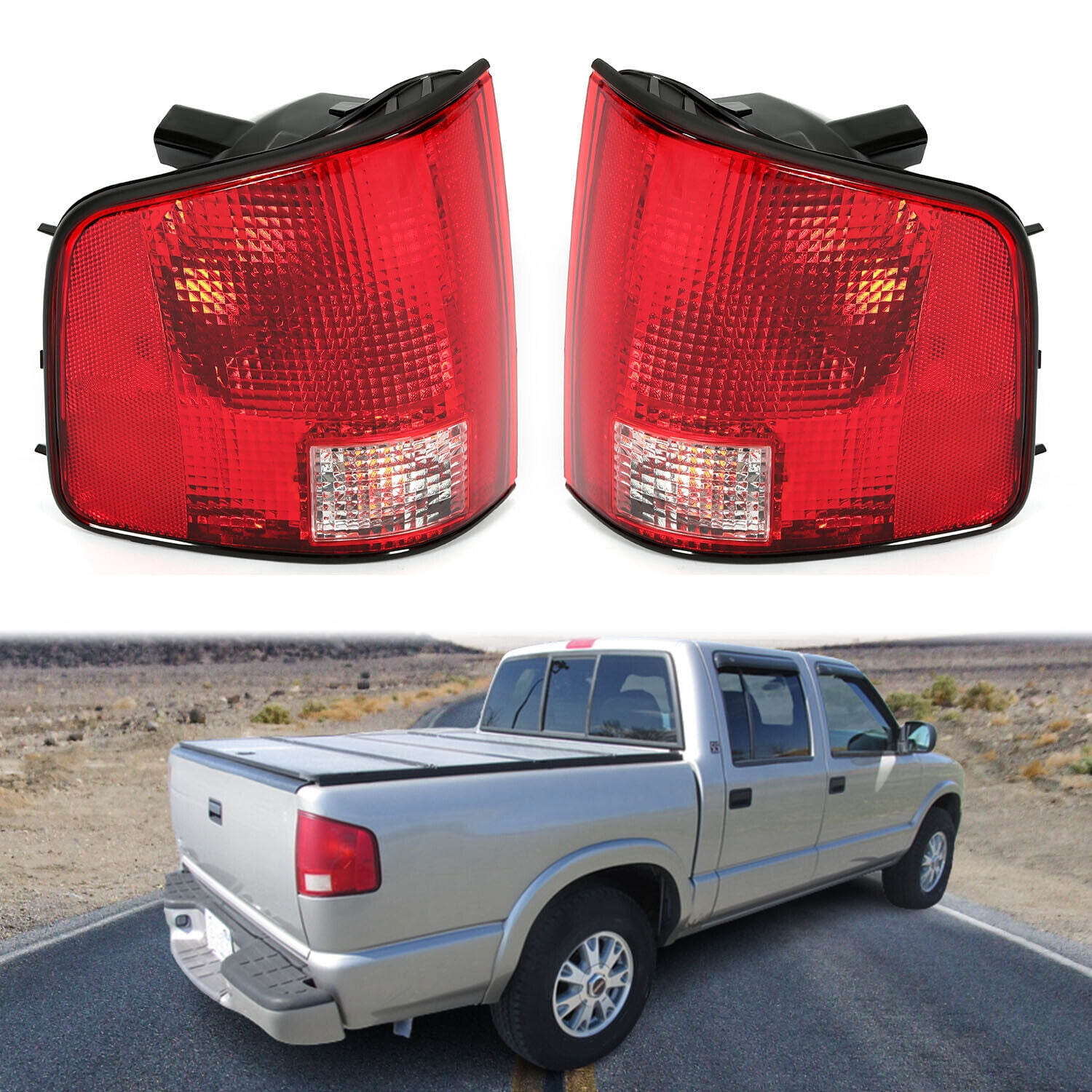 Kojem Tail Light Pair for 1994-2004 Chevrolet S10 96-2000 Isuzu Hombre 94-04 GMC Sonoma Left & Right  GM2800168 GM2801124 GM2800124 Plastic Red Lens