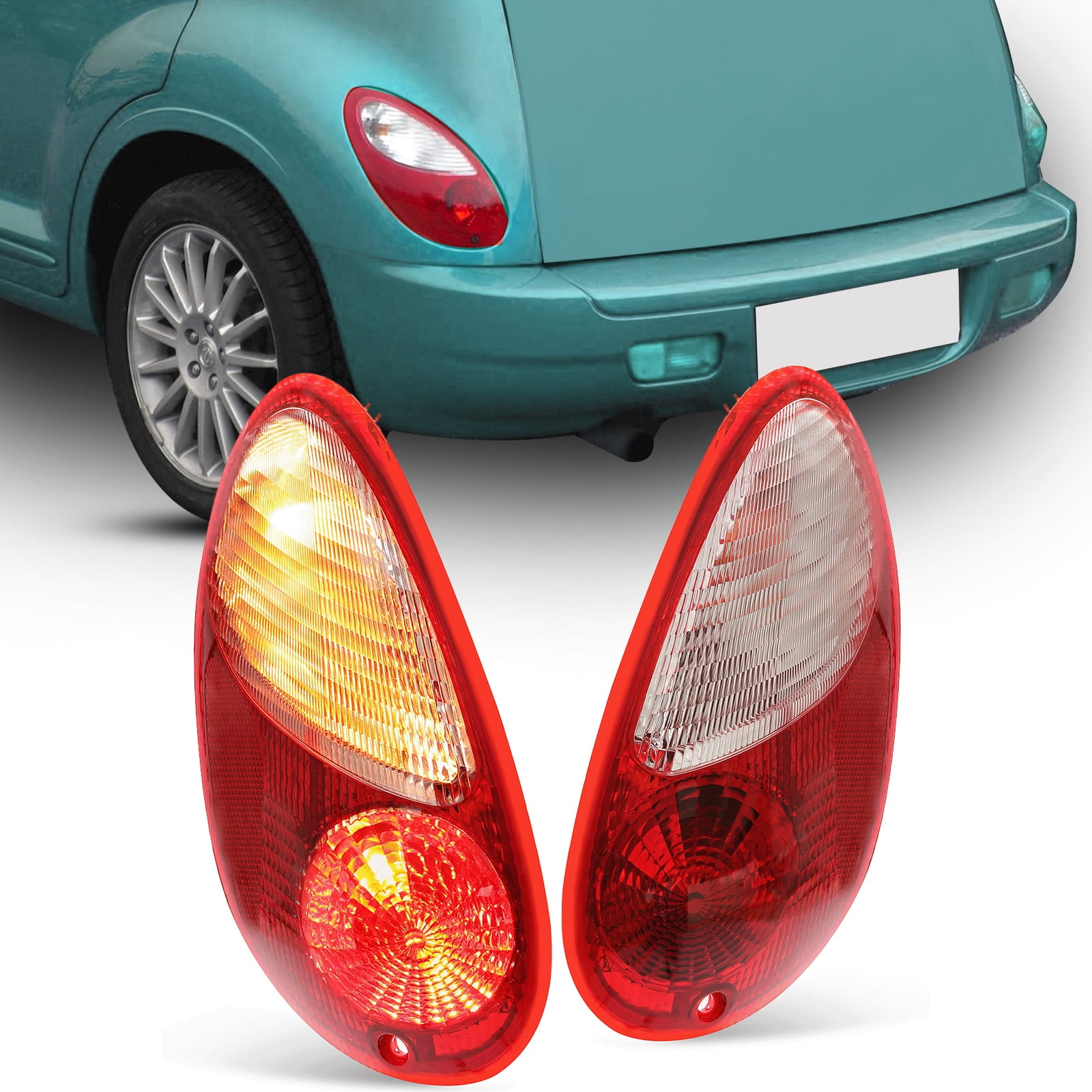 Kojem Tail Lights Lamps for 2006 07 08 09 2010 Chrysler PT Cruiser Replaces 5116222AB 5116223AB Pair w/ Bulbs Halogen
