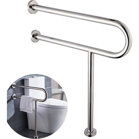 Kojem Toilet Support Rail Handrail Handicap Grab Bar Rails 24 inch Bathroom Safety Bathtub Bar Wall Mount Support Assist Grips for Disabled Elderly Pregnant 304 Stainless Steel