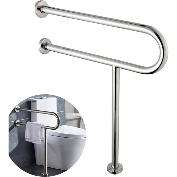 Kojem Toilet Support Rail Handrail Handicap Grab Bar Rails 24 inch Bathroom Safety Bathtub Bar Wall Mount Support Assist Grips for Disabled Elderly Pregnant 304 Stainless Steel
