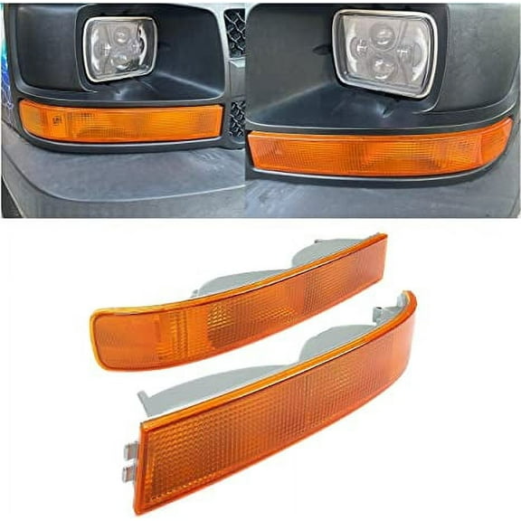 Kojem Turn Signal Light for 2003-2022 GMC Savana Van/Chevy Chevrolet Express Parking Side Marker Lights Assembly Corner Pair Replaces GM2520188 GM2521188(No Light Bulb)