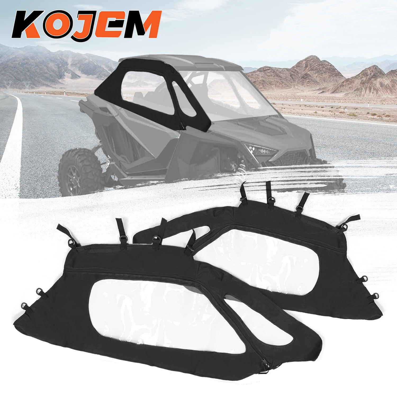 Ｒoo Kojem UTV Soft Upper Door Enclosure Set For 2020-Up Polaris RZR