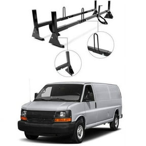 Kojem Universal 2 Bars Roof Rack Mount Full-Size Vans for Chevy Express Ford E-Series GMC Savana 68"-75" Adjustable Steel Rack Carry Ladders