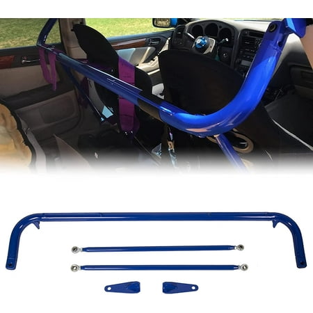 Kojem Universal 49 Inch Blue Stainless Steel Racing Safety Seat Belt Harness Bar for Honda Ford Toyota Nissan Mitsubishi Dodge, Works with All 4-Point, 5-Point and 6-Point Seat Belts