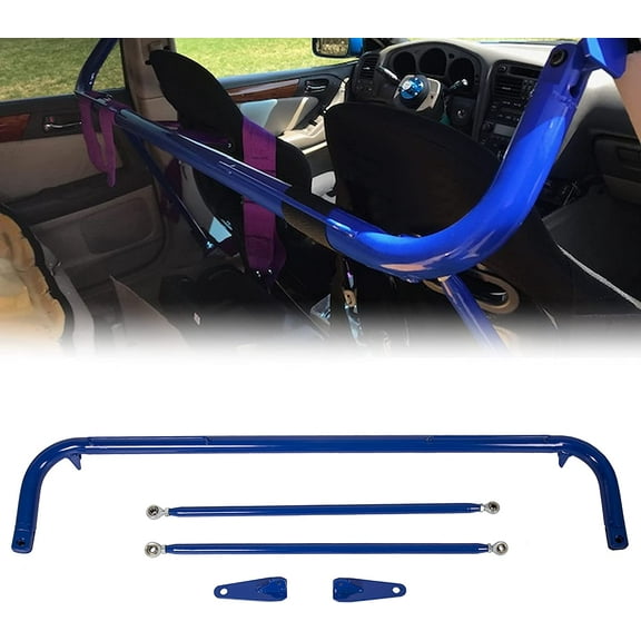 Kojem Universal 49 Inch Blue Stainless Steel Racing Safety Seat Belt Harness Bar for Honda Ford Toyota Nissan Mitsubishi Dodge, Works with All 4-Point, 5-Point and 6-Point Seat Belts