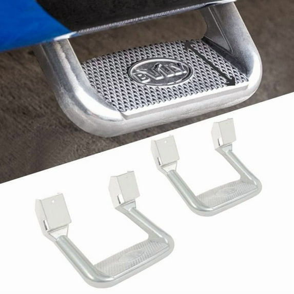 Kojem 2 Pcs Universal Side Step Compatible with 1967-2020 Chevy Chevrolet GMC Ford Isuzu Mitsubishi Dodge Jeep Nissan Toyota Mazda Side Hoop Step Polishing Silvery Aluminum