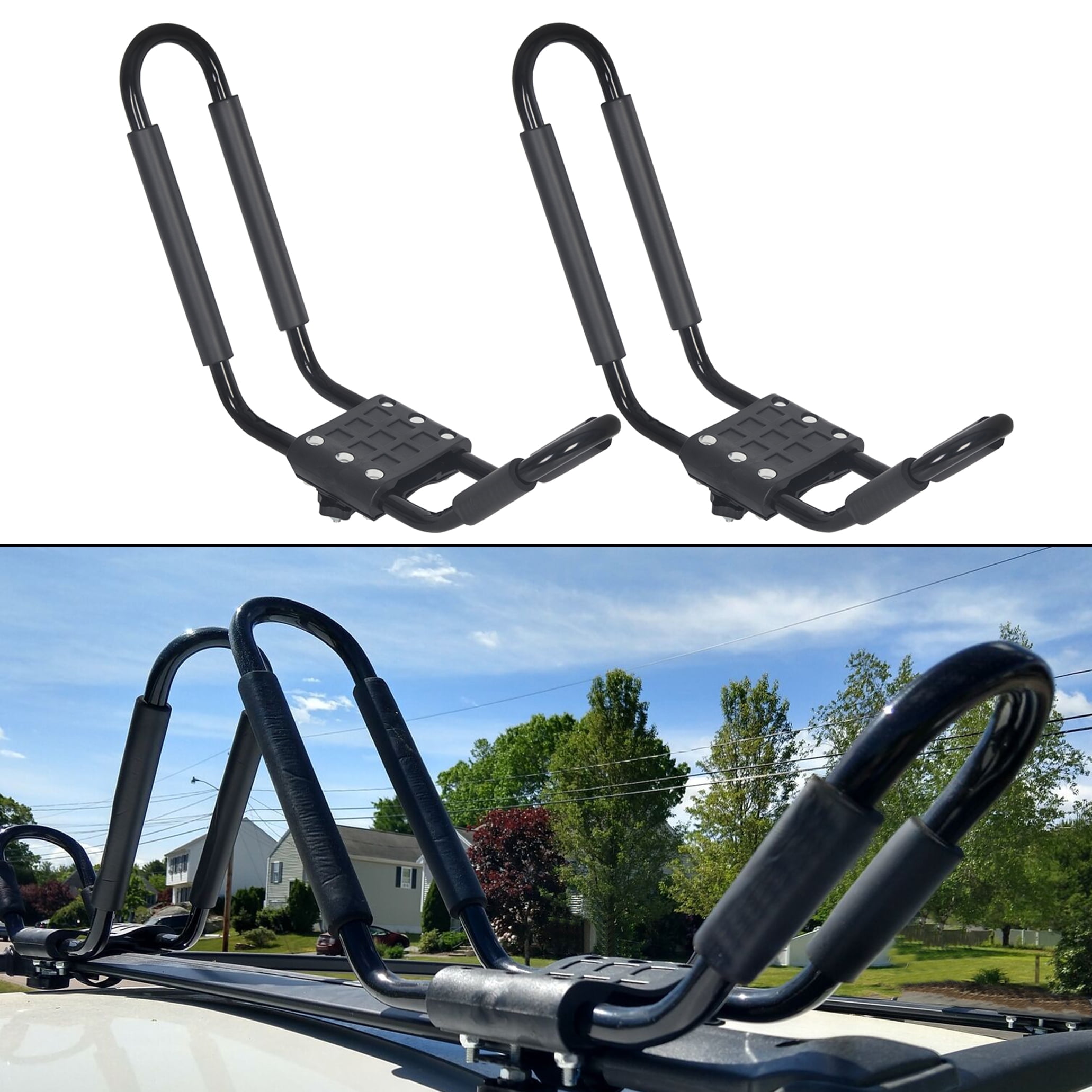Kojem Universal Kayak Roof Rack J Bar Carrier for Canoe Boat Surf Ski on SUV Cars Truck with Crossbar Straps Walmart