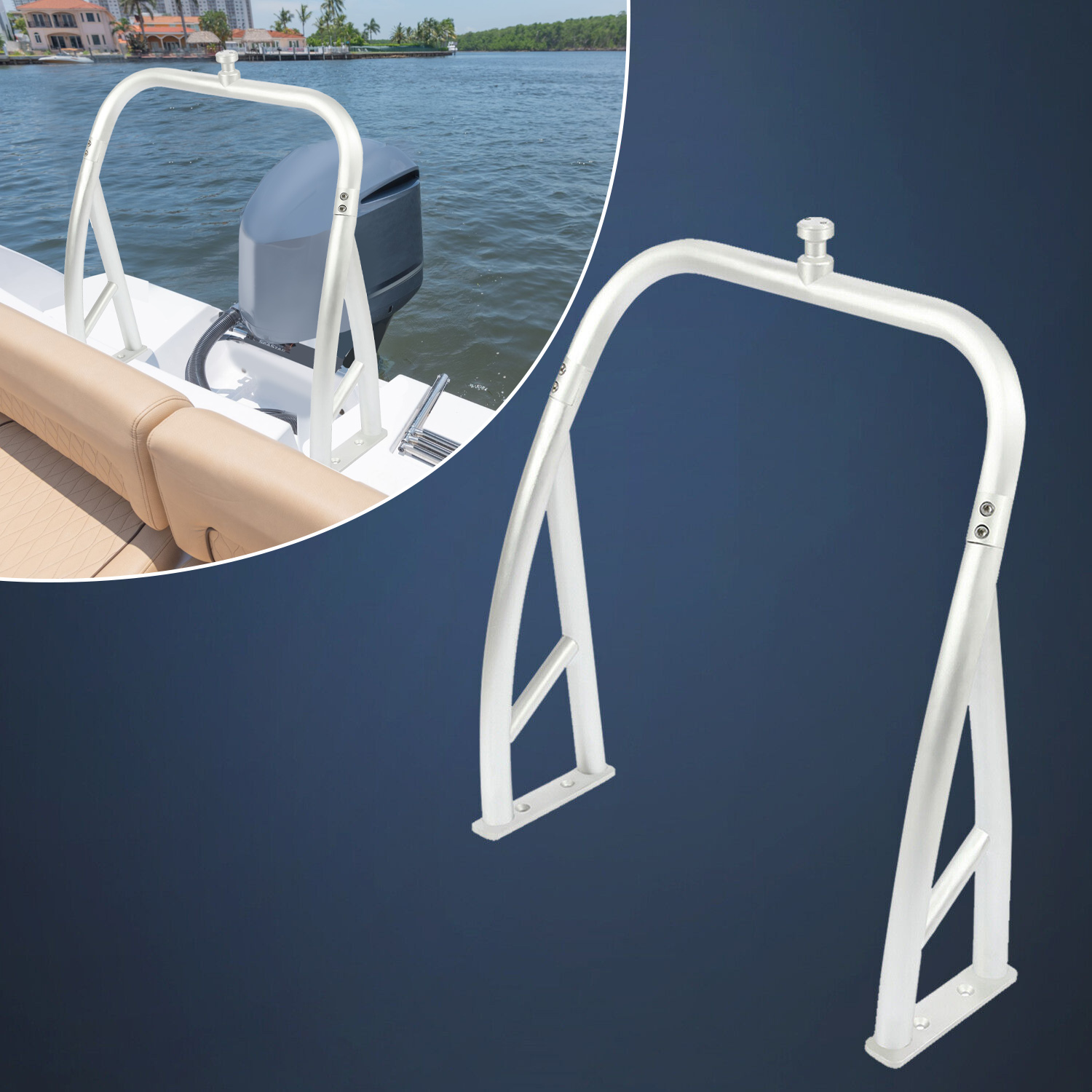 Kojem Universal Rear Ski Tow Bar Tower for Pontoon Boats Pylon Outboard