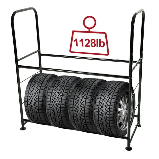 Kojem Universal Tire Storage Rack for Garage 46'' X 19'' X 44'' Rolling Tire Organizer Shelving
