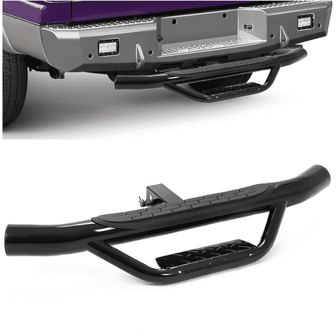 Kojem Universal Trailer Truck Towing Hitch Step Bar for 2" Hitch Receiver Rear Bumper Guard Protector Black Steel