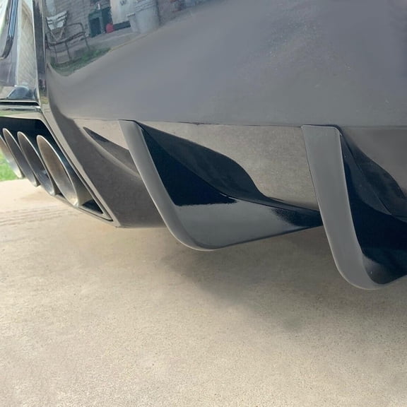 Kojem Unpainted Black Plastic Bumper Compatible with 2014-2019 Chevrolet Corvette C7 2 Pairs Rear Bumper Air Diffuser Fins Body Kit Unpainted Black 2014-2019