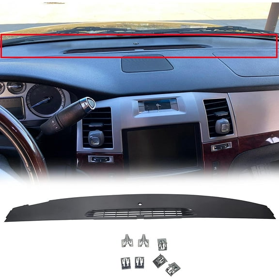 Kojem Upper Dashboard Front Dash Defrost Vent Cover Overlay w/Grille Trim Panel for 2007-2013 Chevy Silverado Tahoe Yukon Sierra Escalade Replaces 23224733
