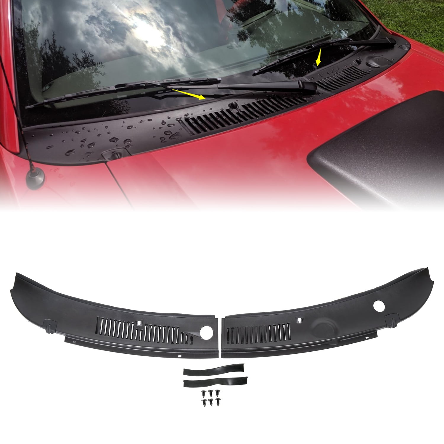 Kojem Windshield Wiper Cowl Vent Grille Cover Panel Hood Assembly Replaces  99-04 Ford Mustang 3R3Z6302228AAA 