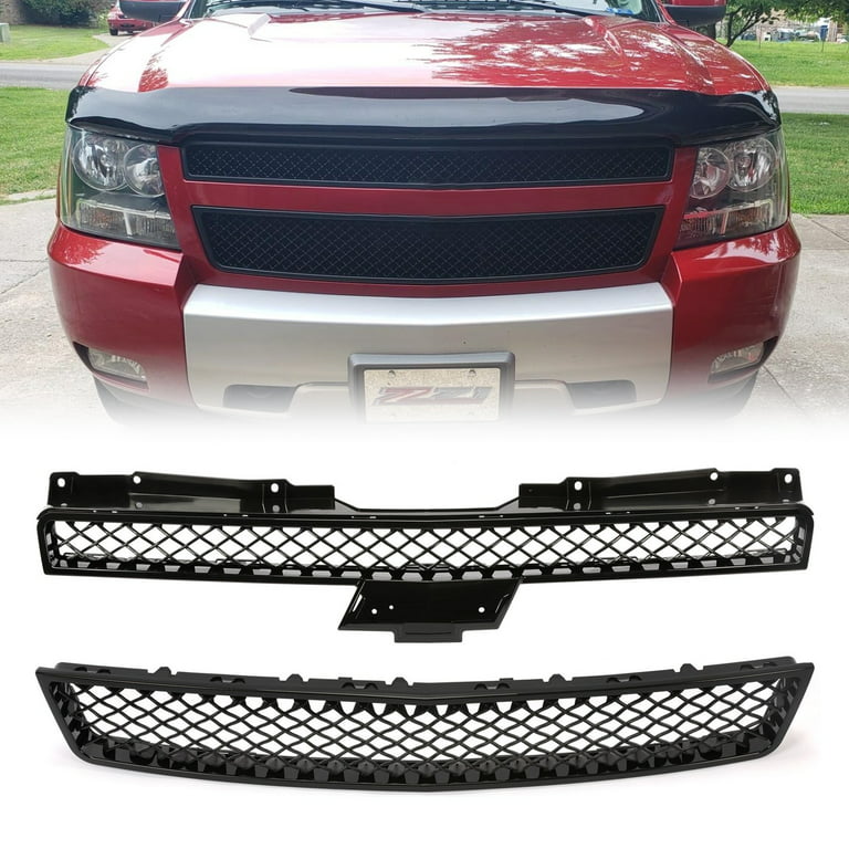 KojemMesh Front Hood Bumper Grille Grill for 2007-2014 Chevy  Tahoe/Suburban/Avalanche Replaces GM1200596 GM1200563 GM1200590