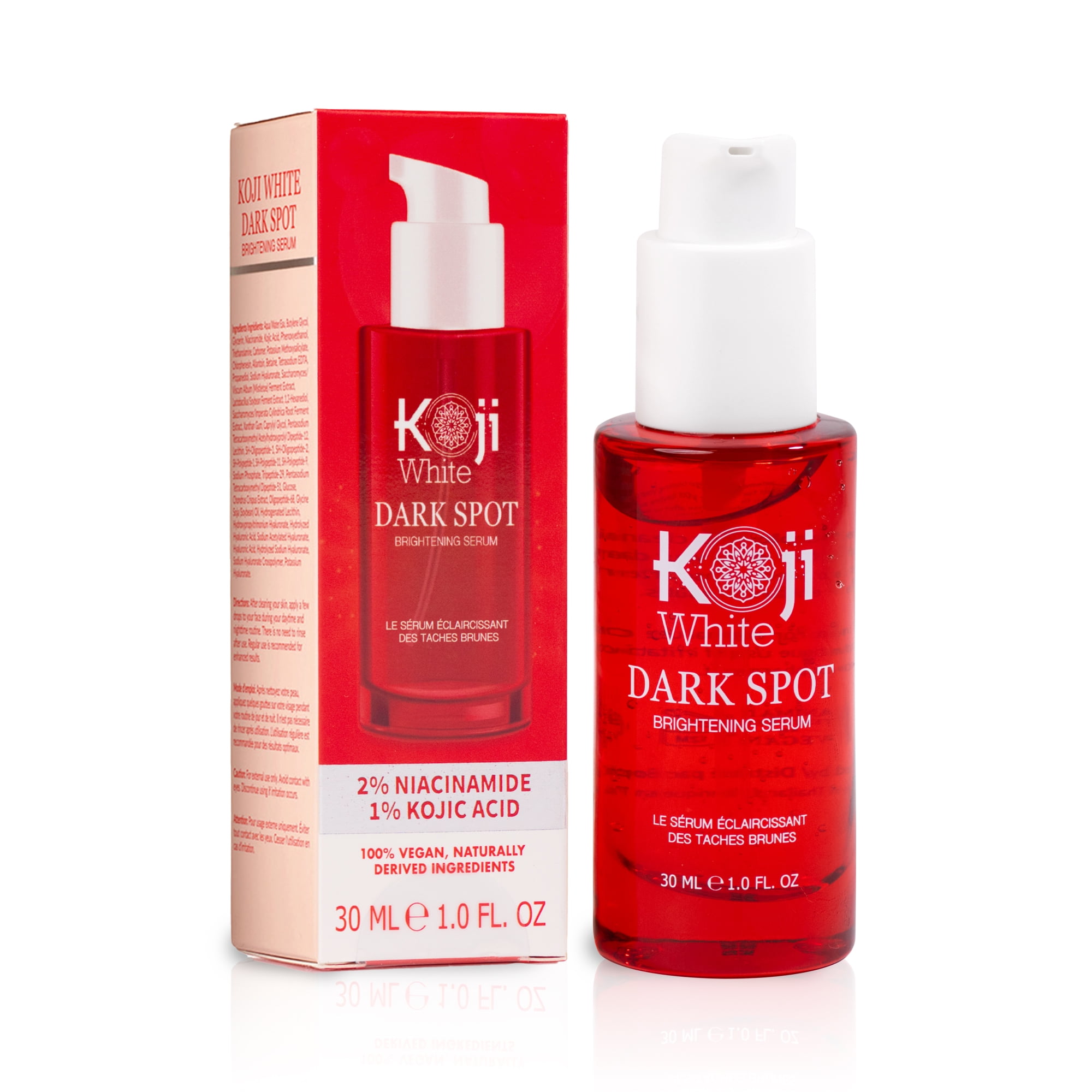 Koji White Dark Spot Brightening Serum For Face with Kojic Acid, Niacinamide, 8X Hyaluronic Acid from Korean for Face Moisturizer, Hydrating, Nourishing - Uneven Skin Tone, Vegan 1 Fl.Oz