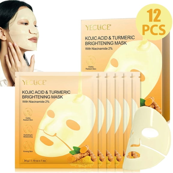 Kojic Acid & Turmeric Mask With Niacinamide 2%, Lifts & Firms to Improve Skin Elasticity,Brightens for a Radiant, Youthful Glow - 2Pack